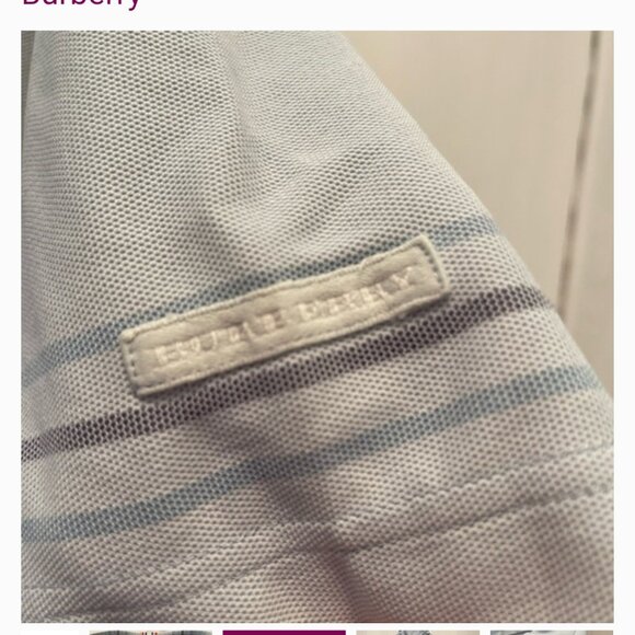 Burberry | Pale Blue Striped Polo Shirt - Picture 2 of 3